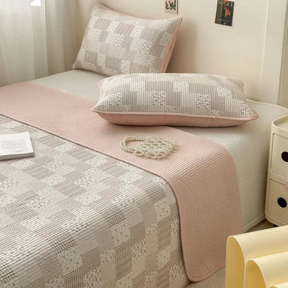 DecorBites™ Double-Sided Cotton Bed Cover Quilted Tatami Mat, Soft & Anti-Slip Mattress