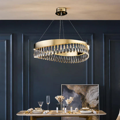 DecorBites™ Crystal Stainless Steel LED Chandelier for Foyer