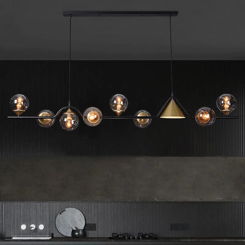 DecorBites™ Black Gold Glass Chandelier LED Luxury Pendant Light