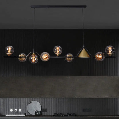DecorBites™ Black Gold Glass Chandelier LED Luxury Pendant Light