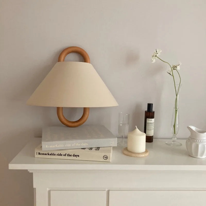 DecorBites™ Beech Wood Wall Lamp: Wabi-sabi Style Fabric Art for Living Room, Bedroom, or Porch