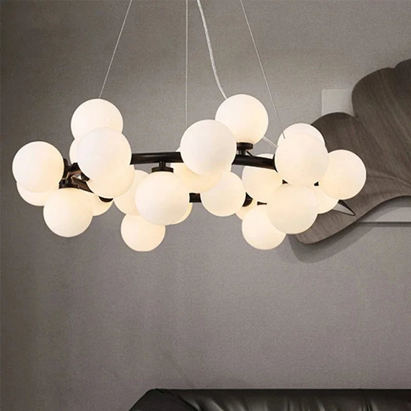 DecorBites™ Glass Ball LED Chandelier Pendant Lamp, Modern Round Design for Home Decor Lighting
