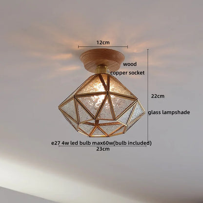 DecorBites™ Glass Wood LED Ceiling Lamp for Home Lighting and Decoration