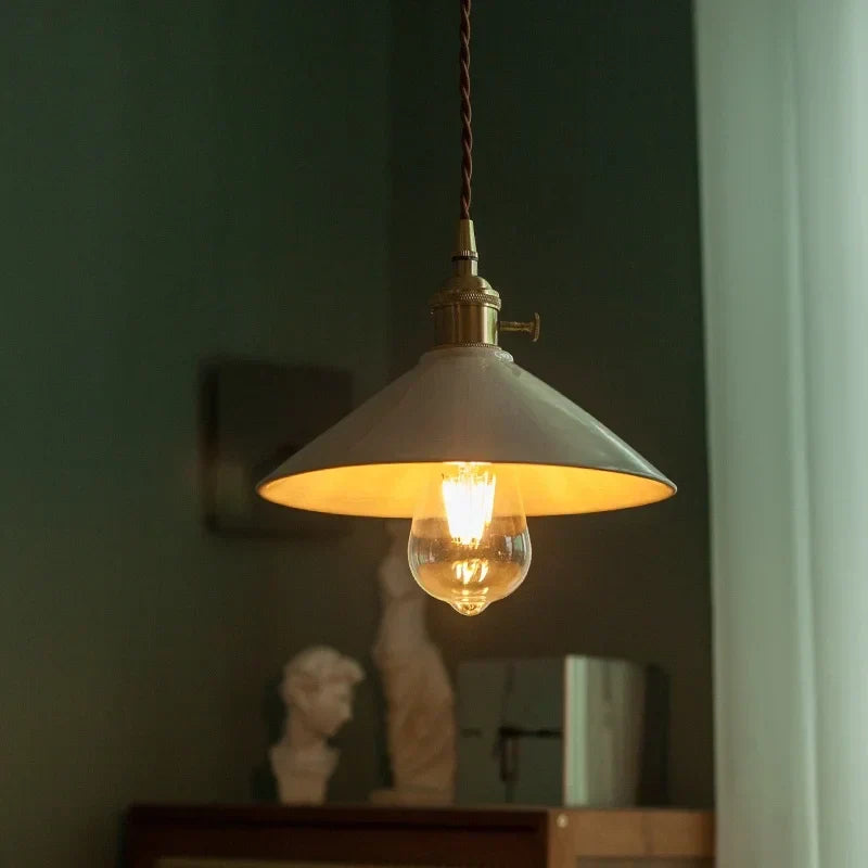 DecorBites™ Beige Ceramic LED Pendant Lamp for Home and Commercial Spaces
