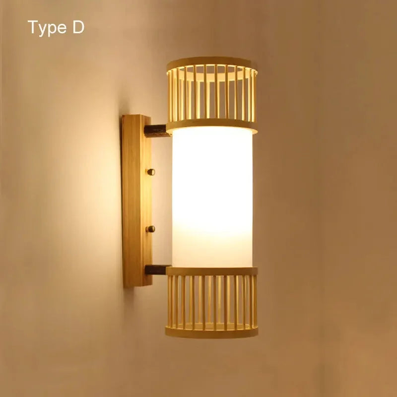 DecorBites™ Bamboo Wall Lights: Retro Hand-woven Luminaire for Bedroom, Corridor, Hotel, Restaurant Decor