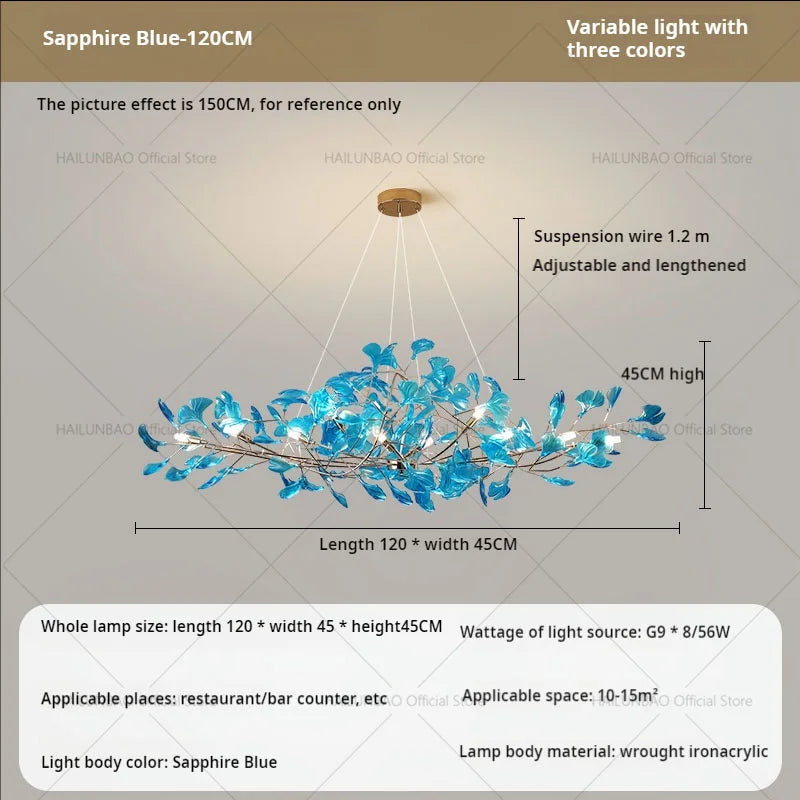 DecorBites™ Gingko Leaf Chandelier: Modern Luxury Art Decor for Home, Restaurant & Bar