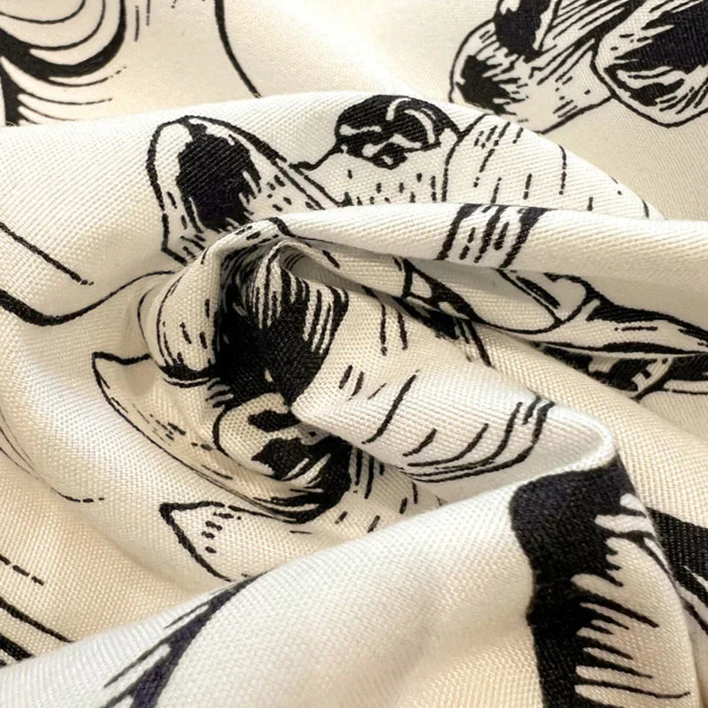 DecorBites™ Black White Printed Bed Skirt Bedding Set - Cozy Skin Friendly Linens