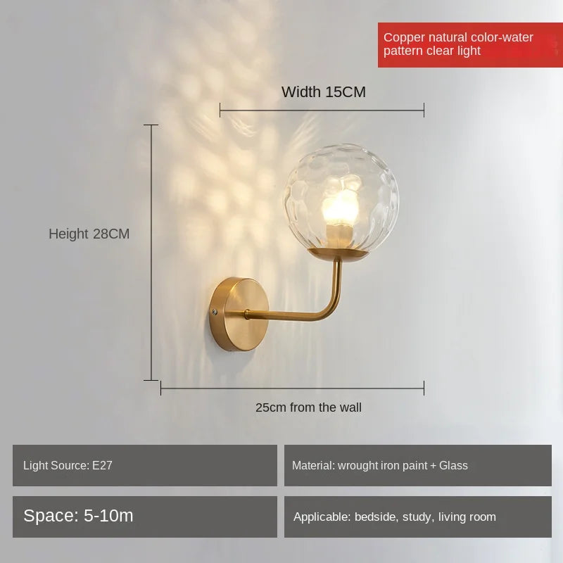 DecorBites™ Glass Ball LED Wall Lamp: Gold Nordic Minimalist Sconces Lighting Bedroom Decor Fixtures