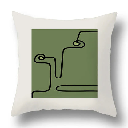 DecorBites™ Green Plants Geometric Print Pillow Cover - Home Sofa Cushion Cover