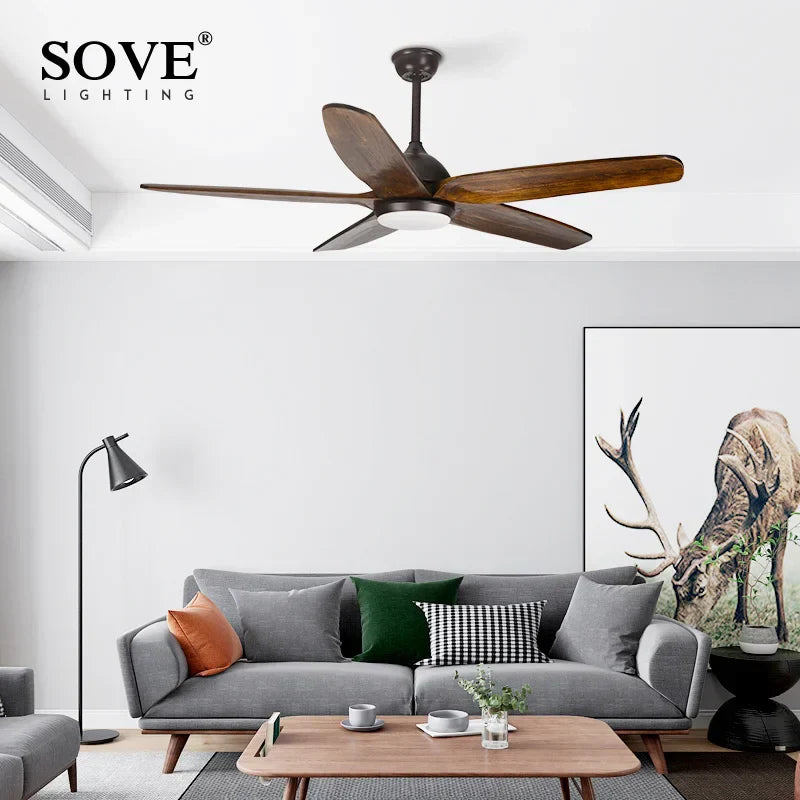 DecorBites™ 60" Wood Blade Ceiling Fan with LED Light & Remote Control