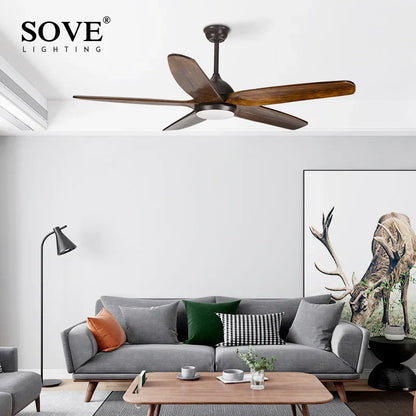 DecorBites™ 60" Wood Blade Ceiling Fan with LED Light & Remote Control