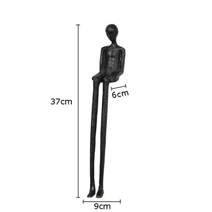 DecorBites™ Black Character Metal Statue Desk Ornament Sculpture Home Decor Figure Artwork