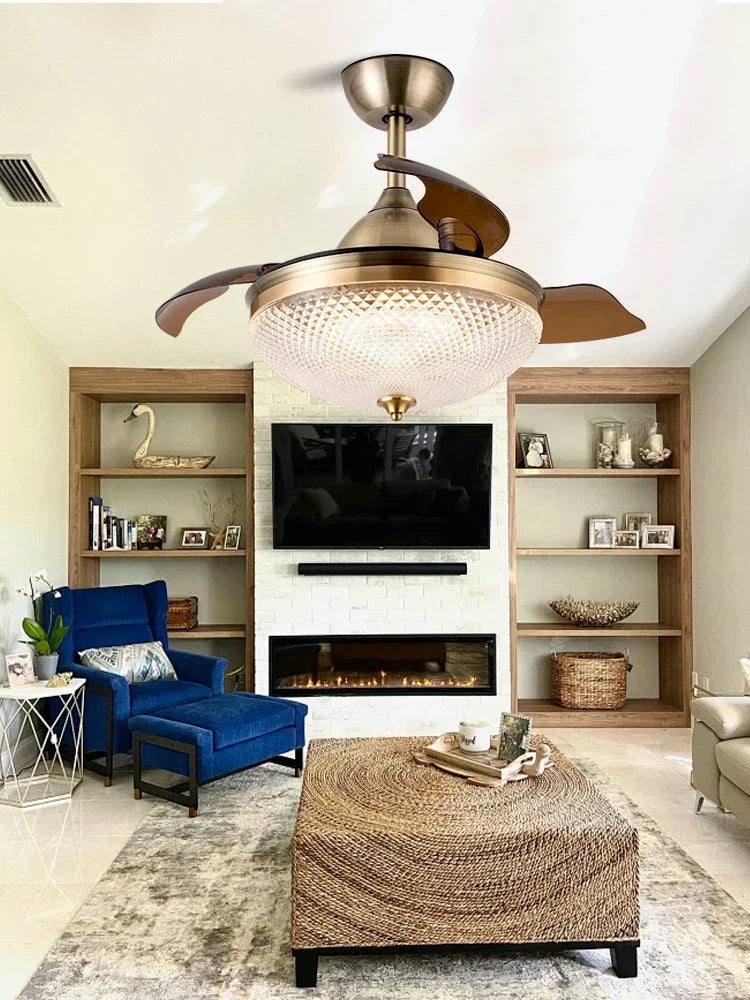 DecorBites™ Copper Bronze Ceiling Fan Light Remote Control 6-speed Reversible Silent Design