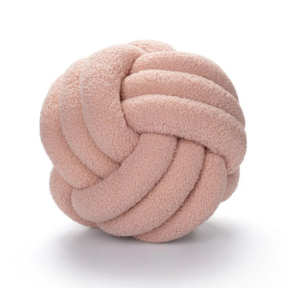 DecorBites™ Handmade Knotted Boucle Circle Plush Pillow Brown