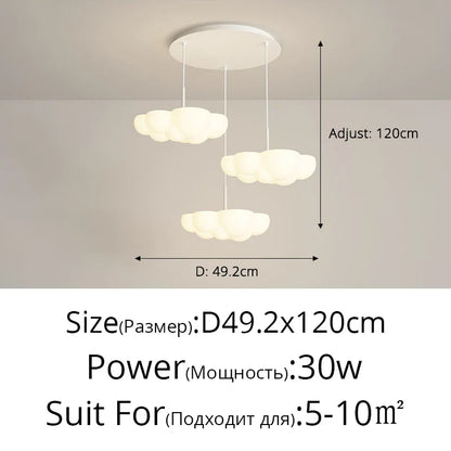 DecorBites™ Cloud White Floating Pendant Chandelier for Dining Room, Kitchen Island, Indoor Lighting