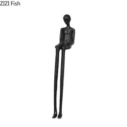 DecorBites™ Black Character Metal Statue Desk Ornament Sculpture Home Decor Figure Artwork