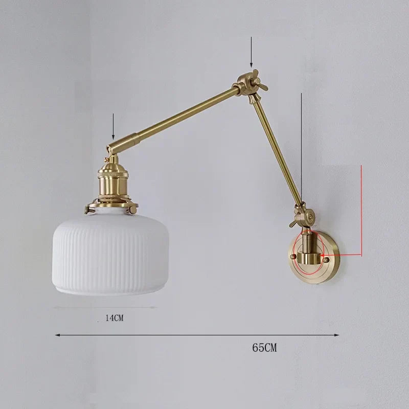 DecorBites™ Ceramic Copper LED Wall Lamp with Adjustable Long Arm Swing