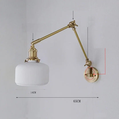 DecorBites™ Ceramic Copper LED Wall Lamp with Adjustable Long Arm Swing
