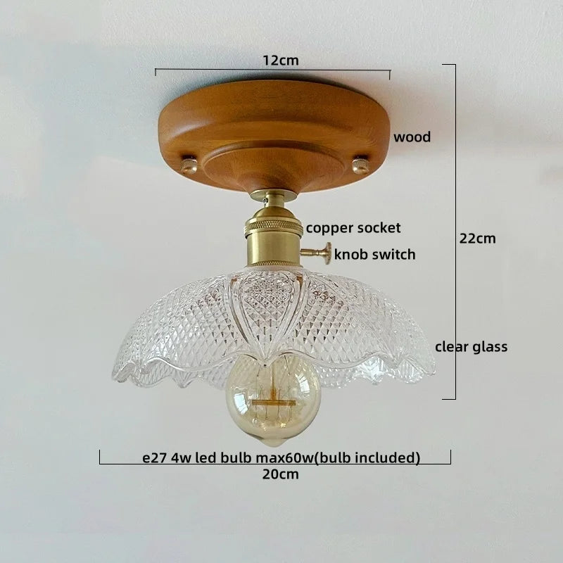 DecorBites™ LED Glass Wood Ceiling Light Modern Plafondlamp for Living Room