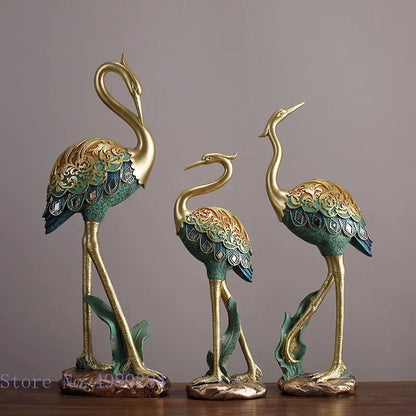 DecorBites™ Crane Bird Sculpture: Handcrafted Resin Ornament for Home Decor