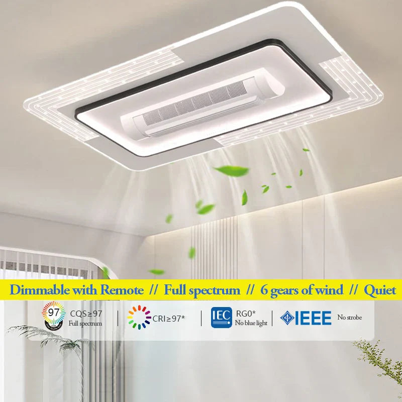 ™ LED Bladeless Ceiling Fan Dimmable Remote Modern Indoor Lightingusc