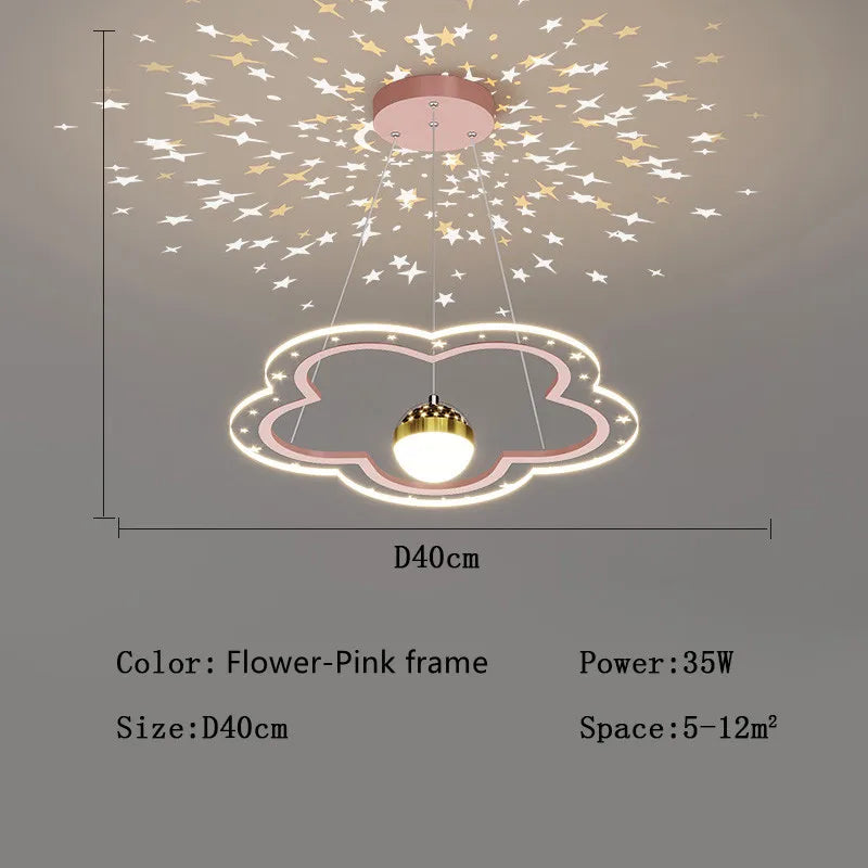 DecorBites™ Cloud Flower LED Chandelier: Kid's Bedroom Starry Sky Decorative Lighting Fixture
