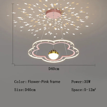 DecorBites™ Cloud Flower LED Chandelier: Kid's Bedroom Starry Sky Decorative Lighting Fixture
