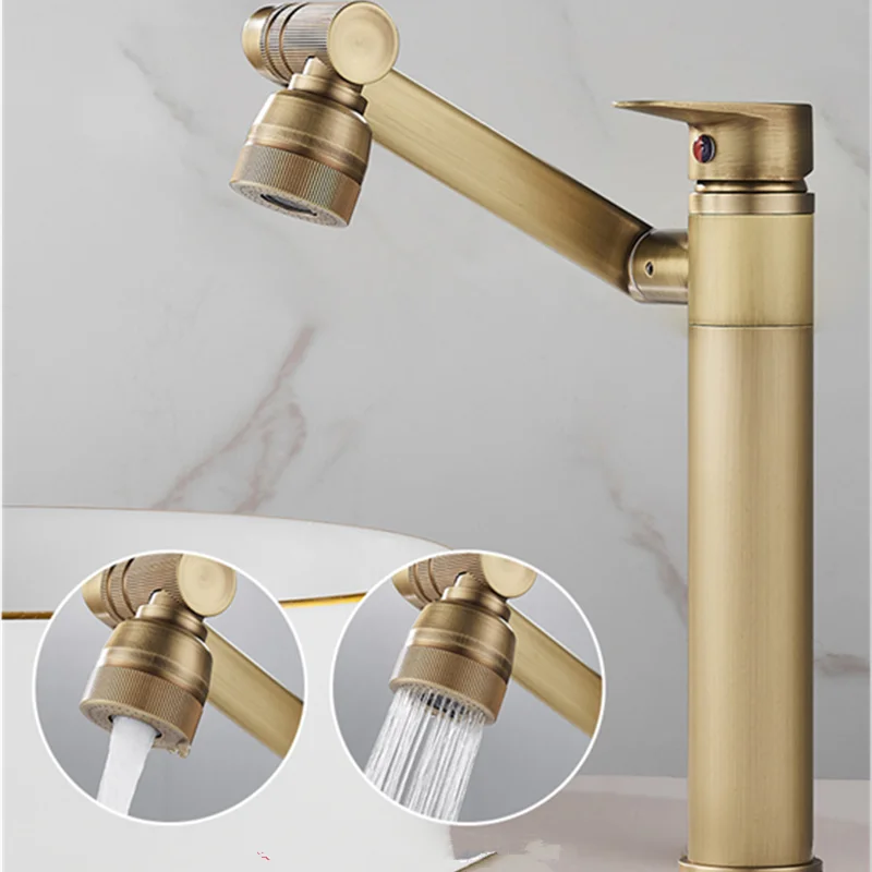 DecorBites™ Antique Bronze Bathroom Sink Faucet Hot Cold Water Mixer Deck Mounted