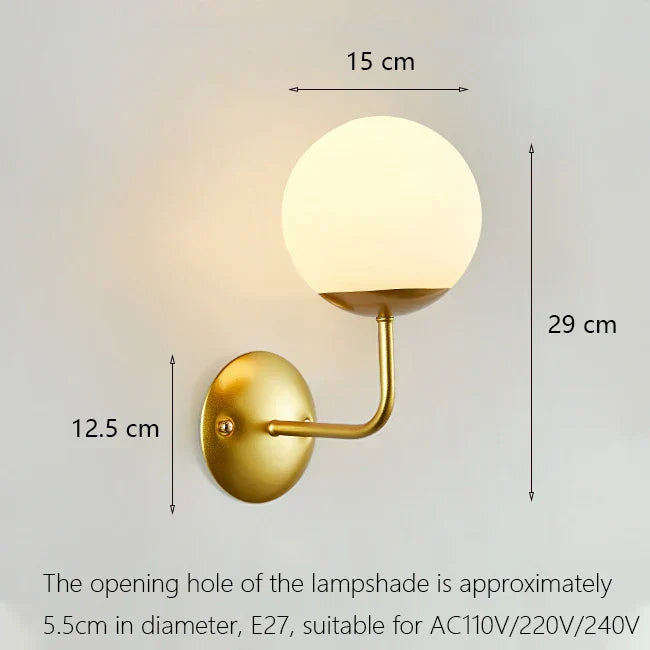 DecorBites™ Iron Wall Lamp with Glass Ball, Elegant Sconce Light for Home Stairs and Reading