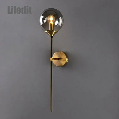 DecorBites™ Golden Glass Ball Wall Lamp: Modern Nordic Style Bedside & Living Room Lighting