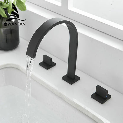 DecorBites™ Brass Chrome Bathroom Sink Faucets Deck Mounted Double Handle Hot Cold Tap