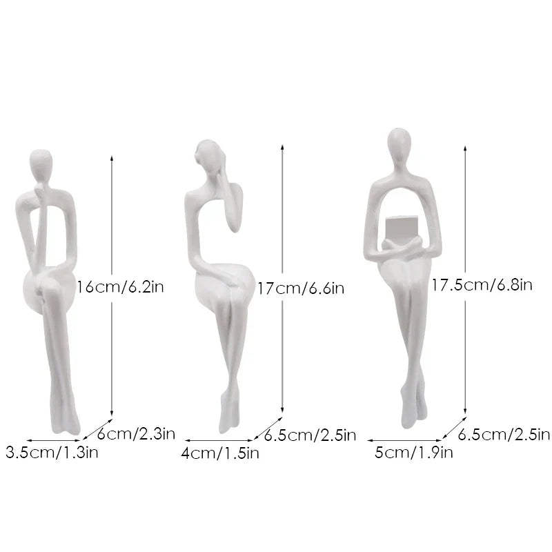 DecorBites™ Abstract Figurines Set of 3 - Modern Art Sculpture for Home and Office