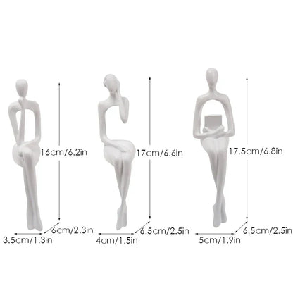 DecorBites™ Abstract Figurines Set of 3 - Modern Art Sculpture for Home and Office