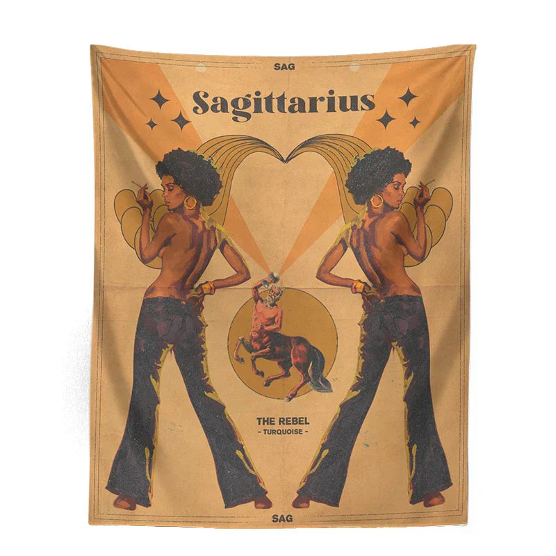 DecorBites™ Constellation Tarot Tapestry: Retro Modern Woman Wall Hanging & Room Decor