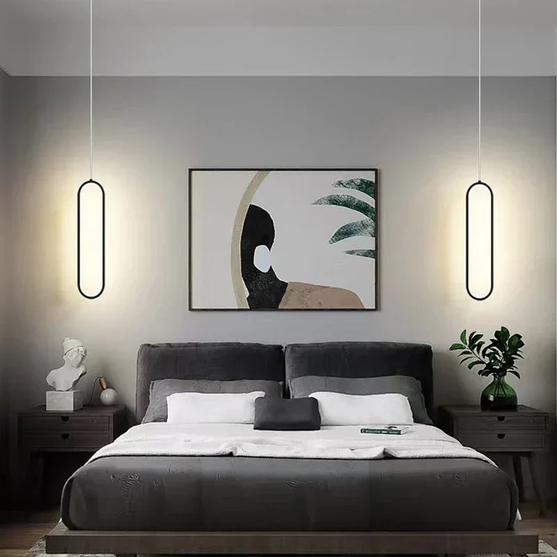 DecorBites™ Black LED Pendant Light: Elegant Bedroom Hanging Lamp, Small Chandelier