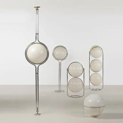 DecorBites™ Garrault LED Chrome Metal Ball Floor Lamp with White Acrylic Shade