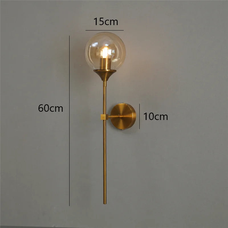 DecorBites™ Golden Glass Ball LED Wall Lamps with Touch Switch, Modern Nordic Decor Lighting