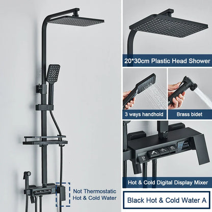 DecorBites™ Digital Display Shower System with Thermostatic Control and Tub Spout
