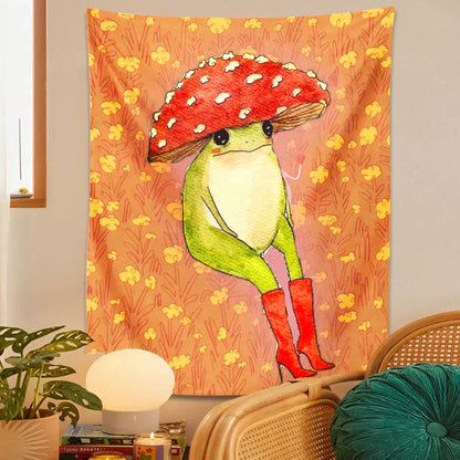 DecorBites™ Cute Frog Cartoon Tapestry Wall Hanging - Forest Animals Hippie Boho Decor