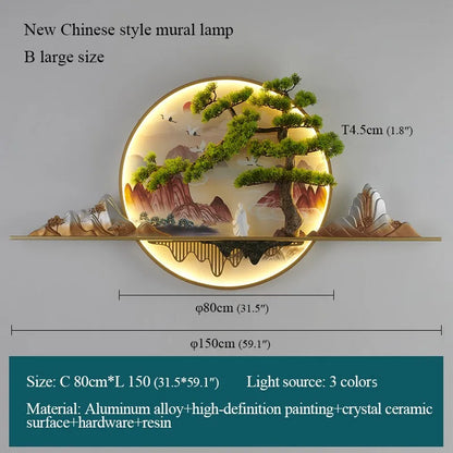 DecorBites™ Landscape LED Wall Light: Modern Chinese Mural Sconce for Home Decor