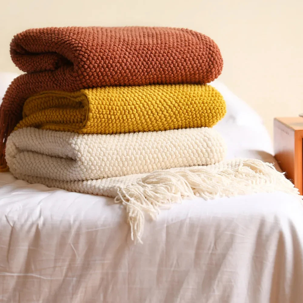 ™ Knitted Pineapple Grid Throw Blanket - Nordic Sofa Blanket for Home Decor