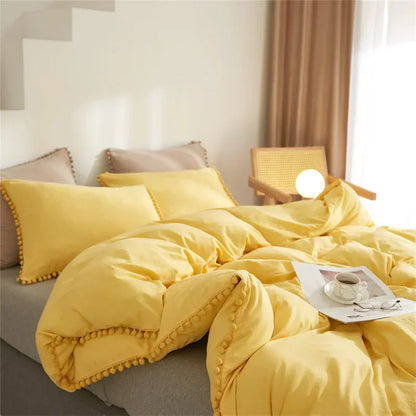 DecorBites™ Furball Tassel Duvet Cover Set - Luxury Bedding - King Queen Twin Full Sizes