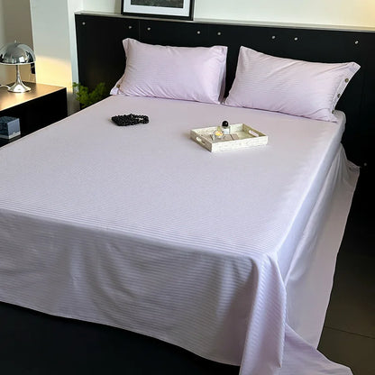 DecorBites™ Luxe Cotton Satin Stripe Bed Sheet Set with 2 Pillowcase