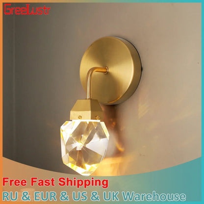 DecorBites™ Crystal LED Wall Sconce Fixture - Modern Luxury Copper Ceiling Light for Home Decor