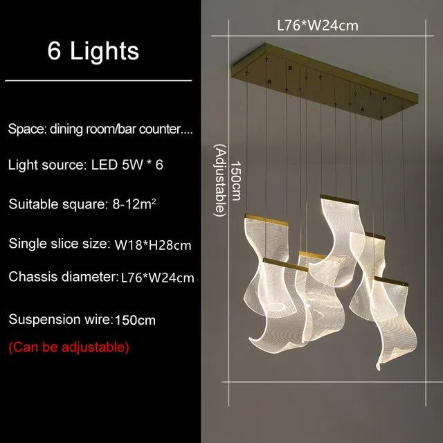 DecorBites™ LED Ceiling Chandelier Stairs Pendant Lamp Modern Novelty Lighting Living Room Dining Room