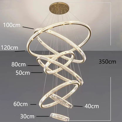 DecorBites™ Crystal Chandelier Stair Pendant Living Room Interior Lighting