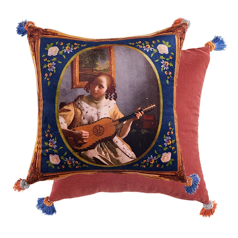 DecorBites™ Cat Print Velvet Cushion Cover