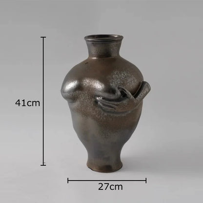 DecorBites™ Abstract Art Ceramic Vase for Desk Decoration and Room Aesthetic
