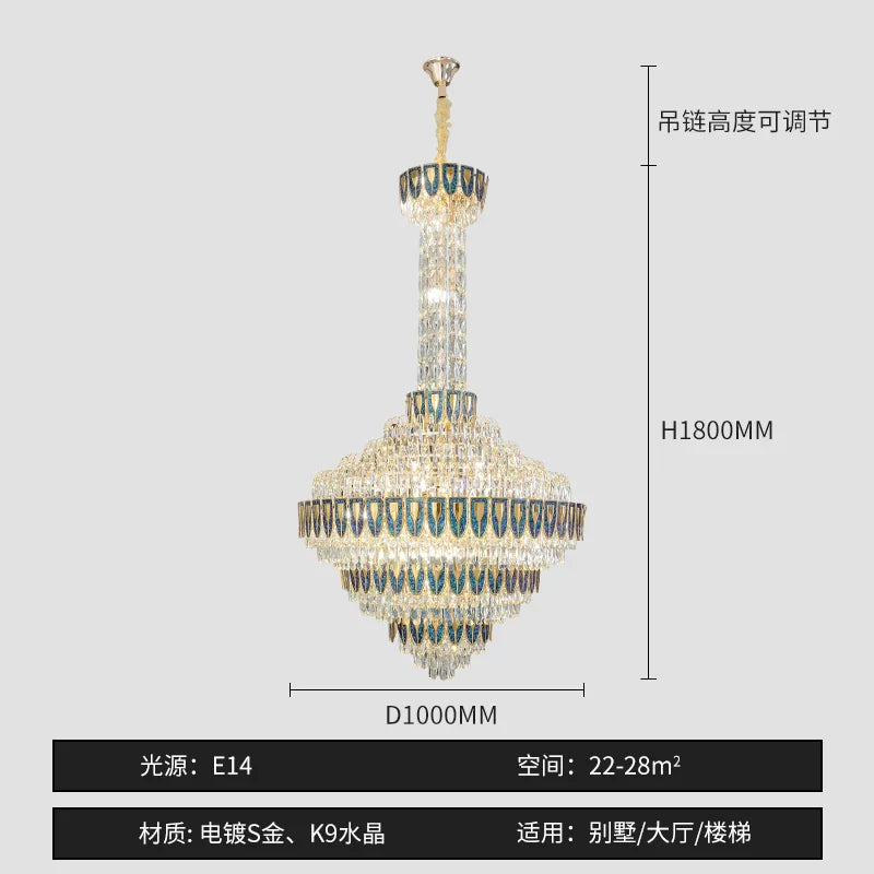 DecorBites™ Crystal Chandelier for High-End Designer Duplex Living Room