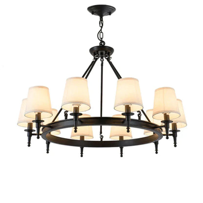 DecorBites™ Country Retro Chandelier Fabric Lampshade Ceiling Pendant Light for Home Indoor Decor